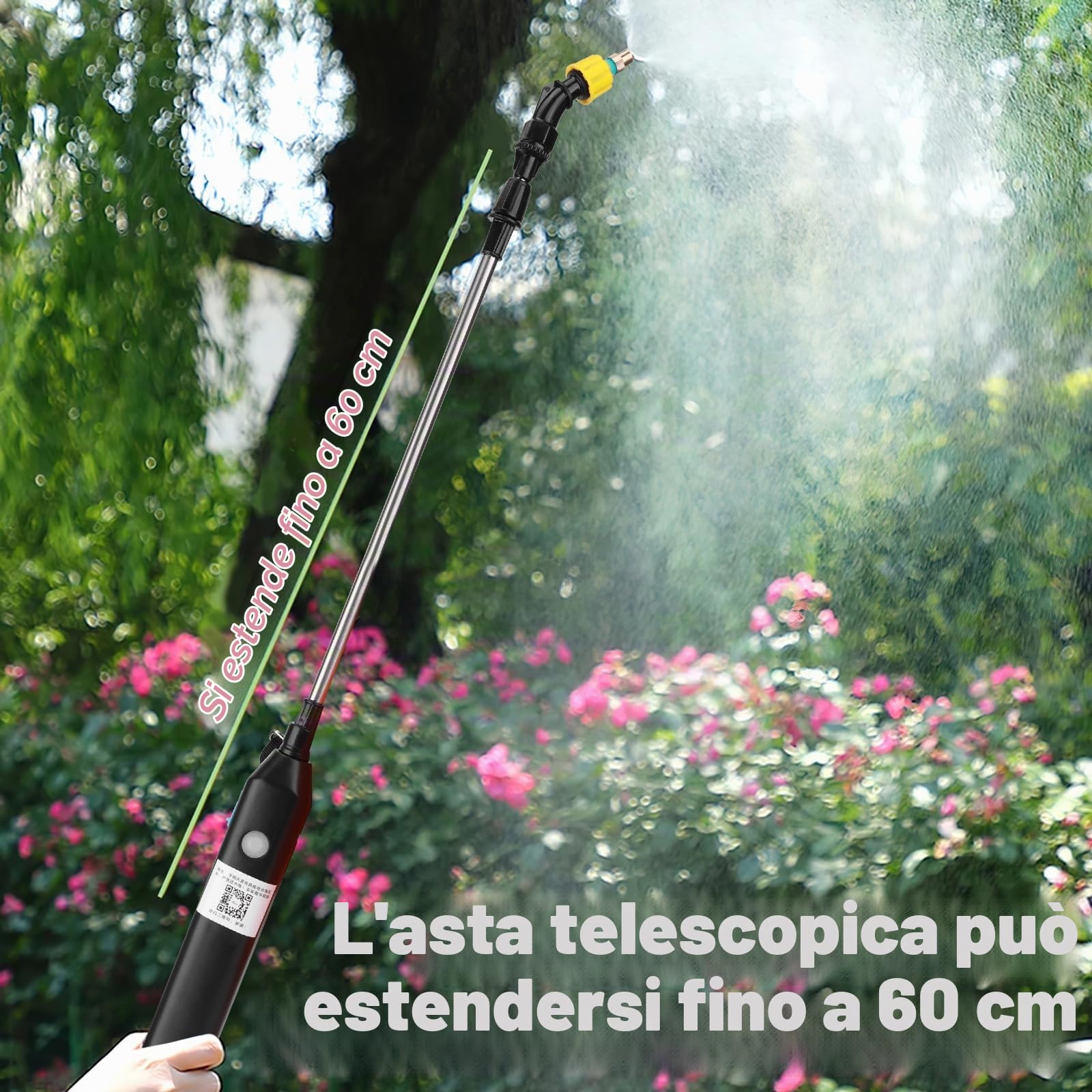 Pompa Irroratrice a Batteria da 8L Spruzzatore Elettrico 3 ugelli per nebbia, Spruzzatore Portatile USB ricaricabile per piante da giardino, spruzzatore da giardino con tracolla regolabile