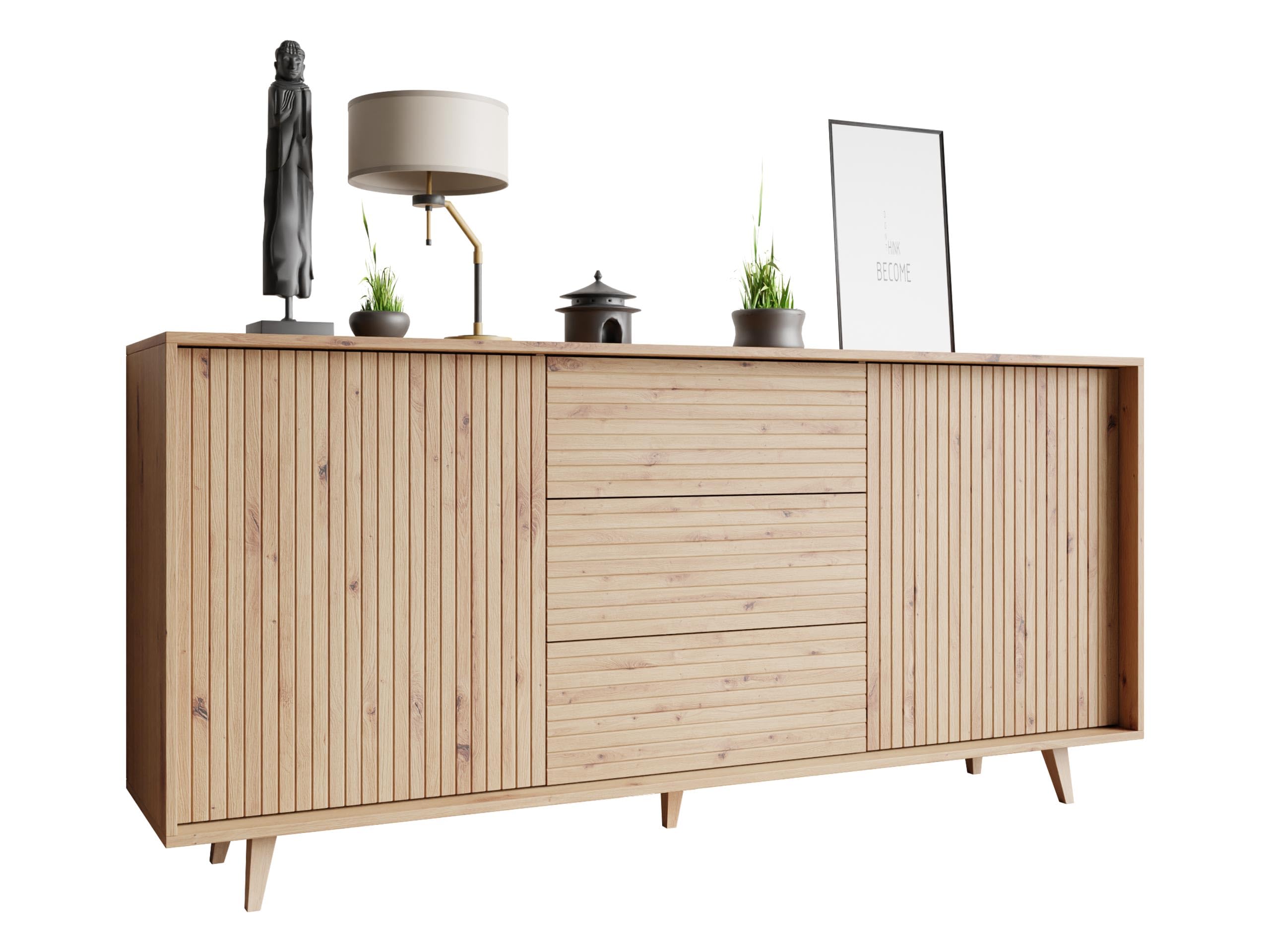 Mirjan24 Kommode | Kommode Ferido 2D3SZ, Fersta front, Griffloses Öffnungssystem, Eiche Artisan