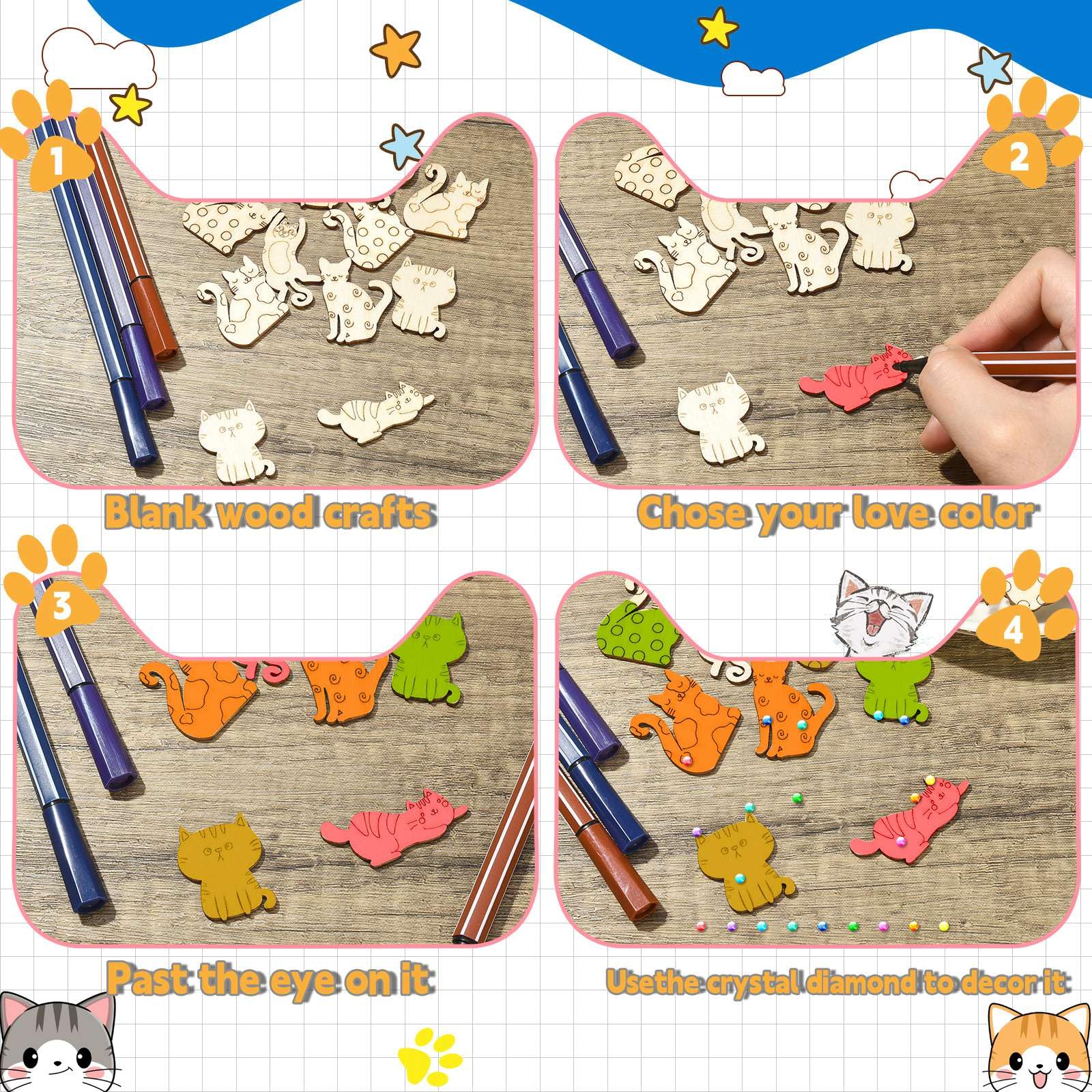 32 Sagome In Legno Da Decorare: Cani E Gatti - Ritagli Fai Da Te Per Addobbi, Etichette Regalo E Decorazioni Feste - 4