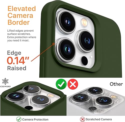 Miniatura 5 de IceSword Funda para iPhone 15 Pro Max, color verde oscuro (2023), funda de silicona líquida delgada y protectora, forro de microfibra suave