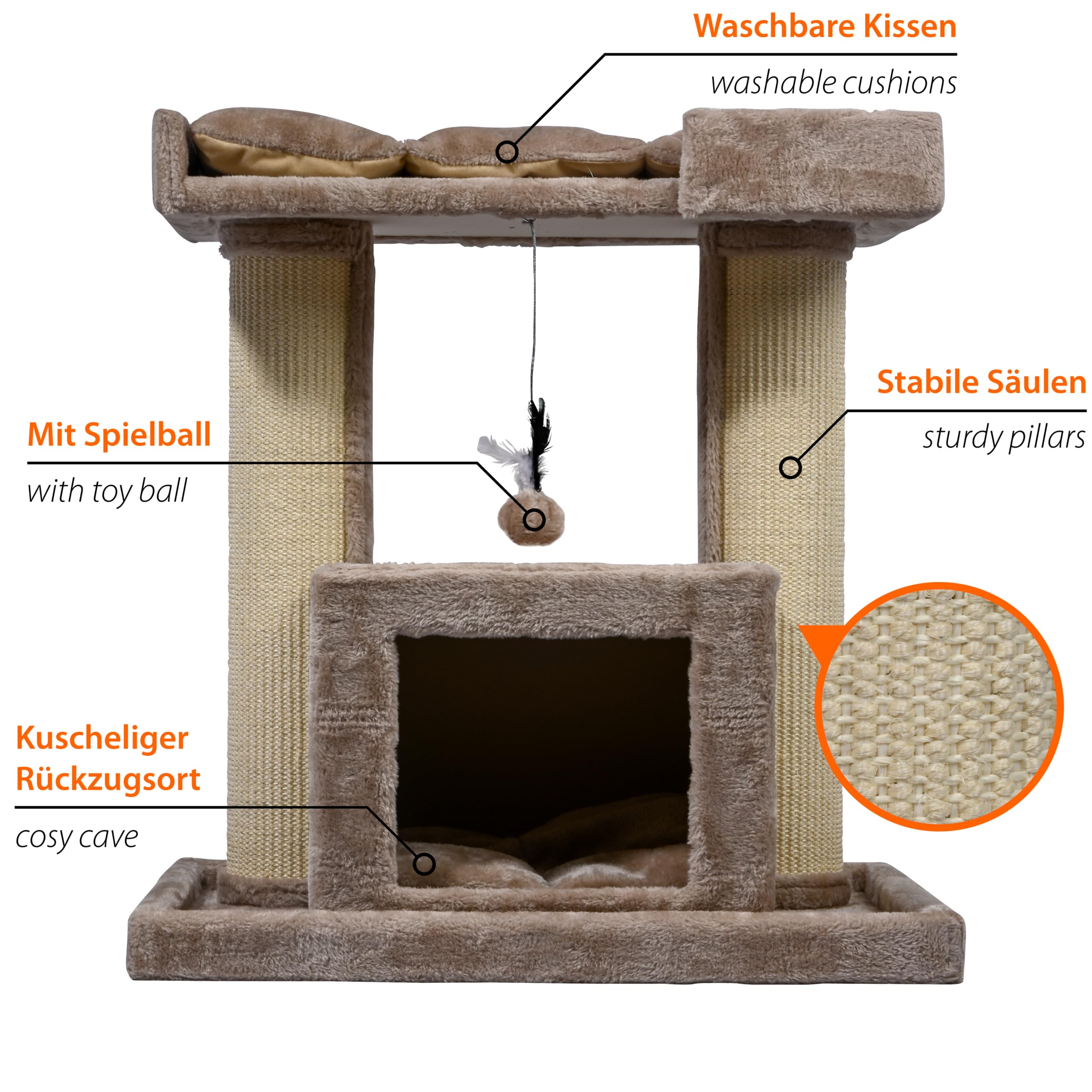 dobar® Drapak dla kota Softy z drewna z bardzo dużymi i stabilnymi pniami do drapania o wyjątkowym wzornictwie – nadaje się również dla dużych kotów – 35 x 60 x 100 cm
