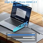 CERRXIAN 8K Micro HDMI to HDMI Cable, Ultra HD High Speed HDMI to Micro HDMI Coiled Cable 2.1 Support 8K 4K 3D and Dynamic HDR Up to 48Gbps, Compatible with Laptop Camera Monitor ect 3FT/0.9M