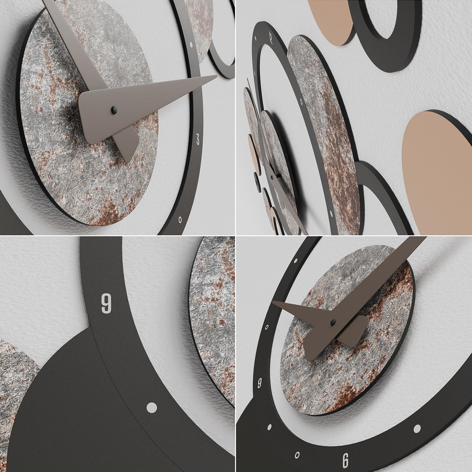 Giallobus - Reloj Geotime - Bubbles - Madera de MDF - Geotime - 15B_Forge - Reloj de Pared Moderno - Números Adhesivos 3D - Construcción Modular