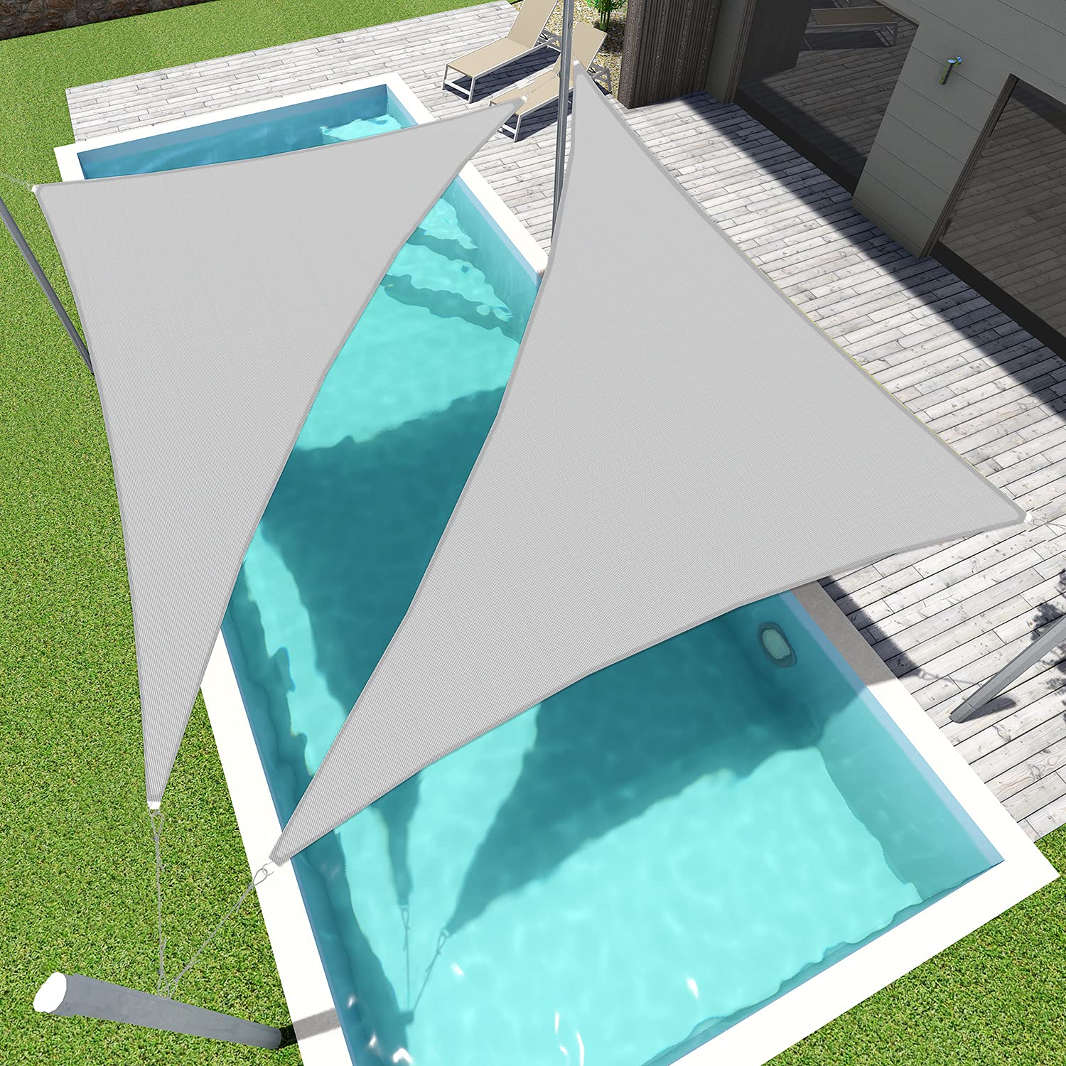 SunnyRoyal Sun Shade Sai 12'x12'x17' Right Triangle Canopy Awning Fabric Cloth Screen Heavy Duty Commercial Grade for Outdoor Patio Carport (Light Grey)