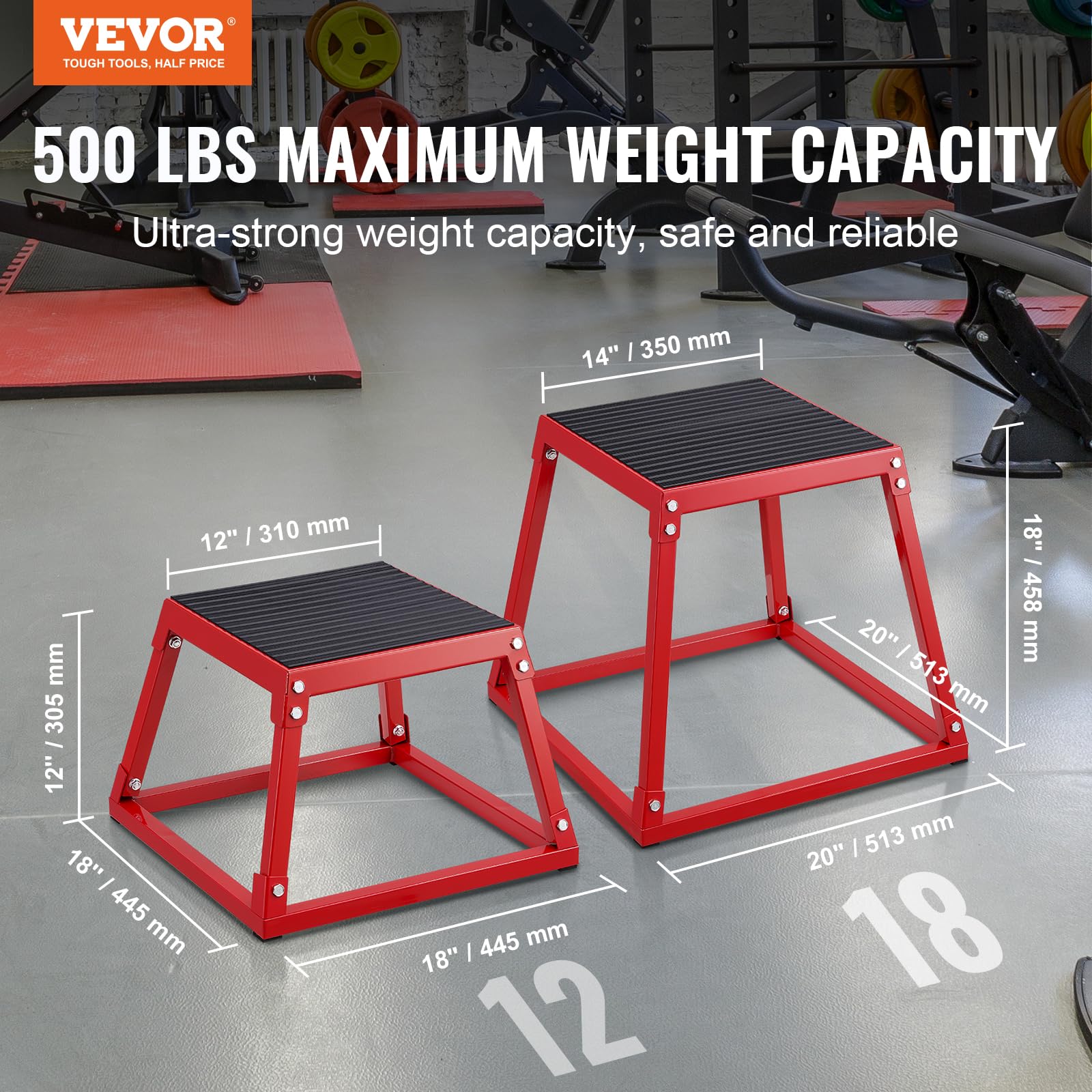 VEVOR Jump Box pliometrico da 30,5 cm, piattaforma pliometrica in acciaio e scatola di agilità per saltare, scatola antiscivolo per esercizi di fitness, allenamento in palestra a casa, allenamento di