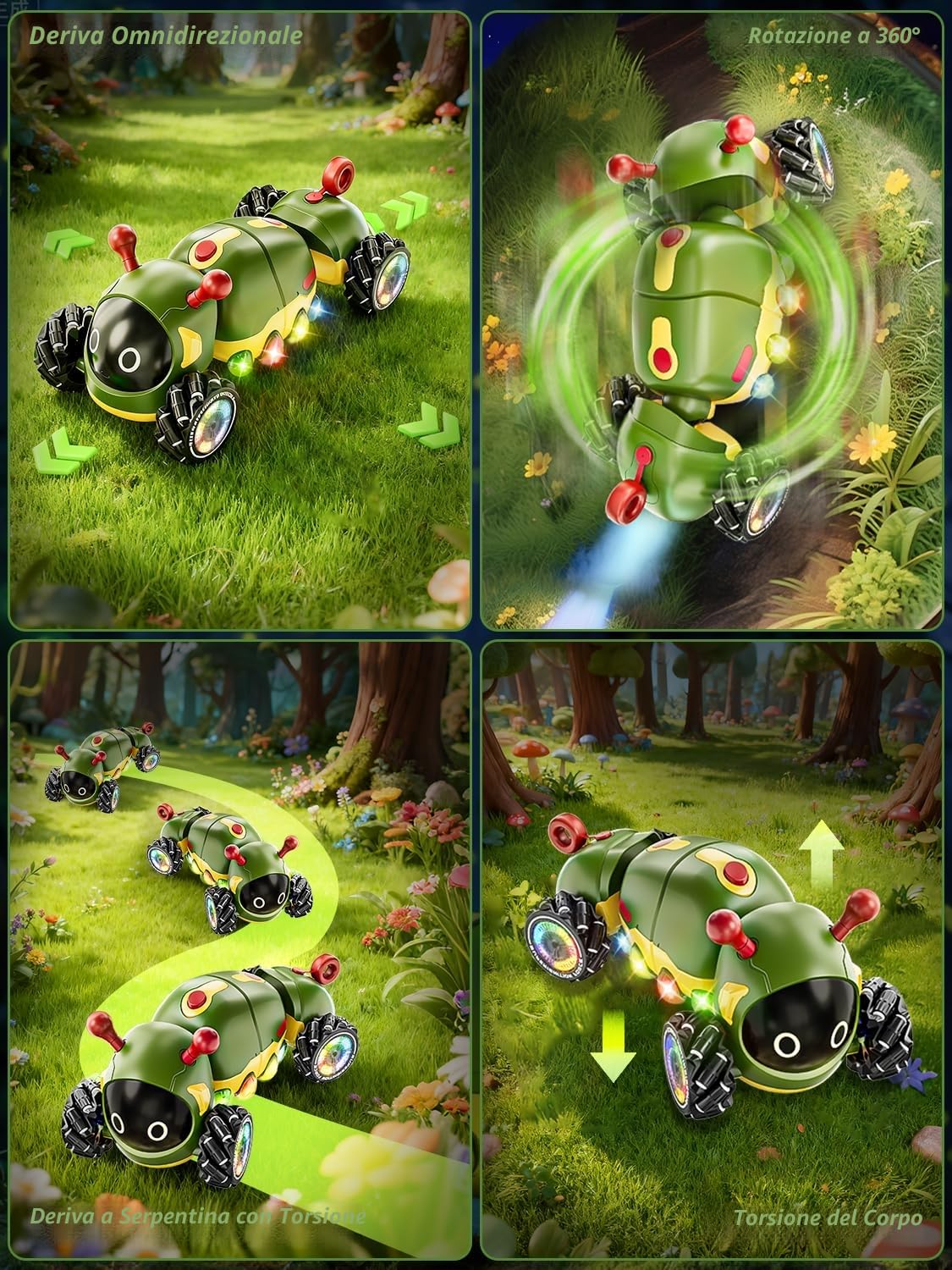 Kssvzz Macchina Telecomandata Bruchi con Musica,4WD Auto Telecomandata con Luci,Spray,360 Rotazione Auto RC Monster Stunt Car con 2 Batterie,Regalo Ragazzo Bambini da 3-9 Anni,Giocattoli Natale Regalo