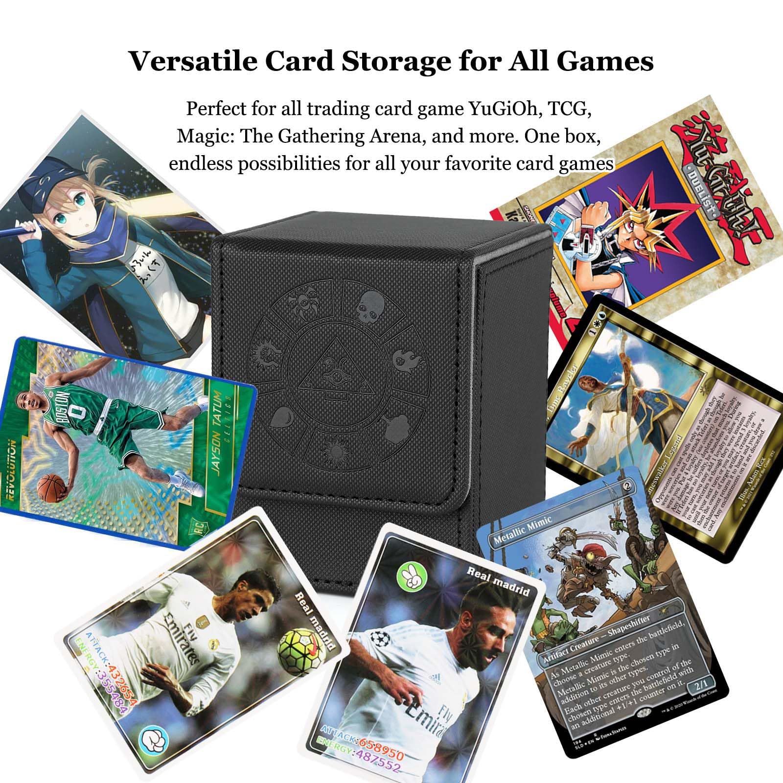 Arkeiliy Yugioh Card Deck Box, 150+ Storage & 50 Card Sleeve Fits MTG  Yu-Gi-Oh! TCG, Premium Leather Collectible Card Box for Trading Card Games  Yugioh and More (Black) : Amazon.co.uk: Toys &
