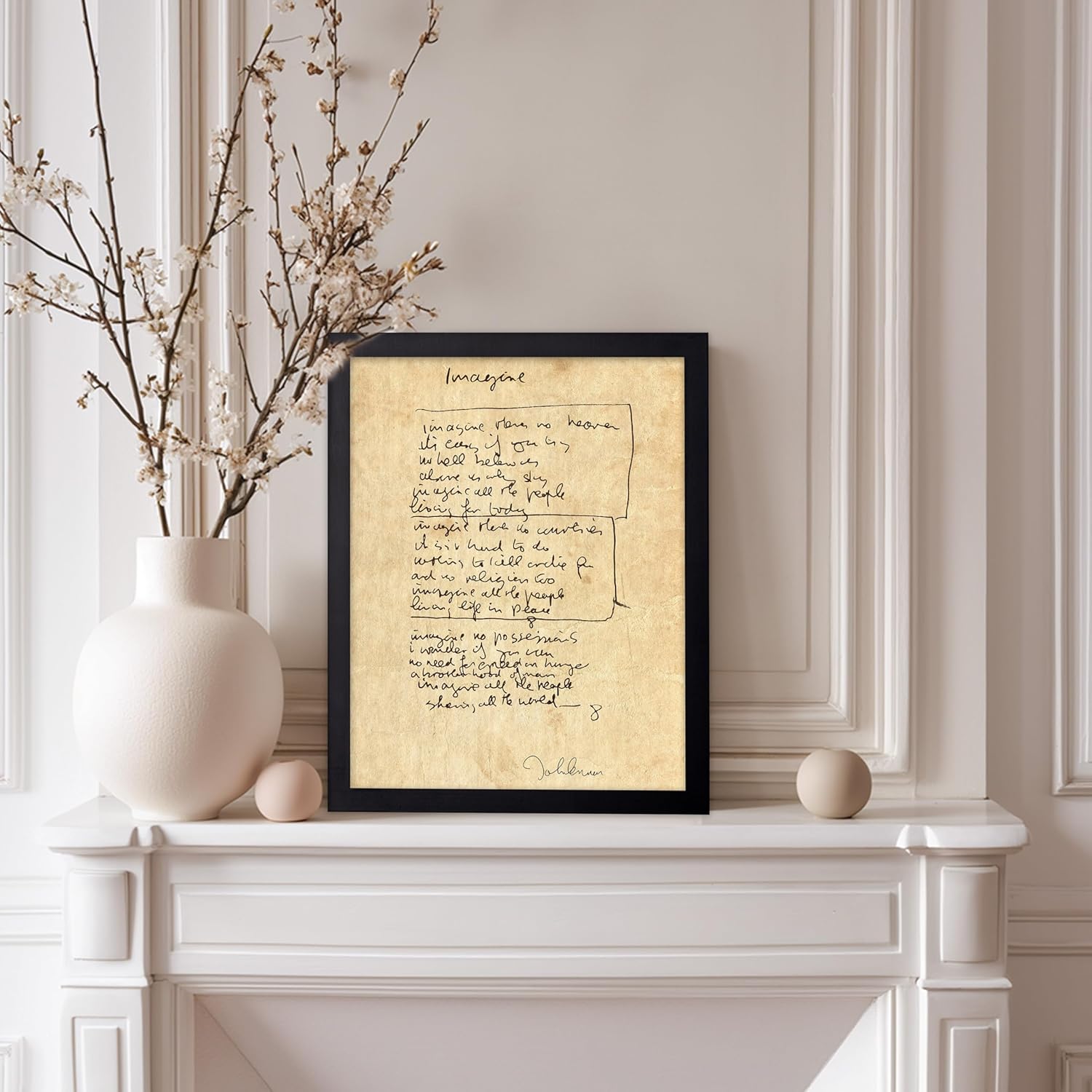 Poster Master Vintage Music Poster - Gift for Artist, Imagine, Song, Handwritten, Rock Album - Wall Decor for Studio, Office, 8x10 Black Framed