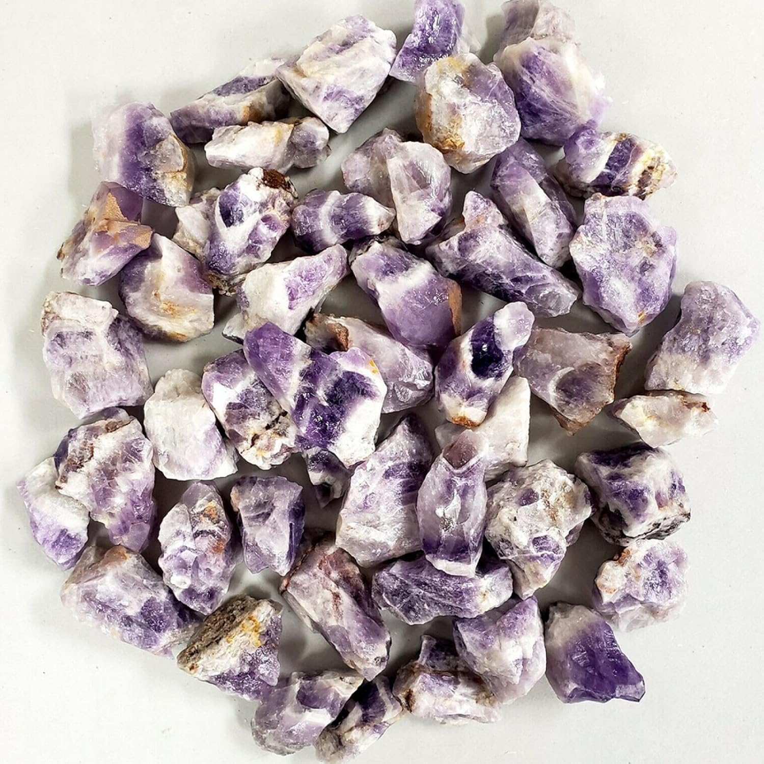 Natural Bulk Raw Chevron Amethyst Crystal Diffused Stone Mineral Specimen Collection Home Decor,250g (10-15Pcs)