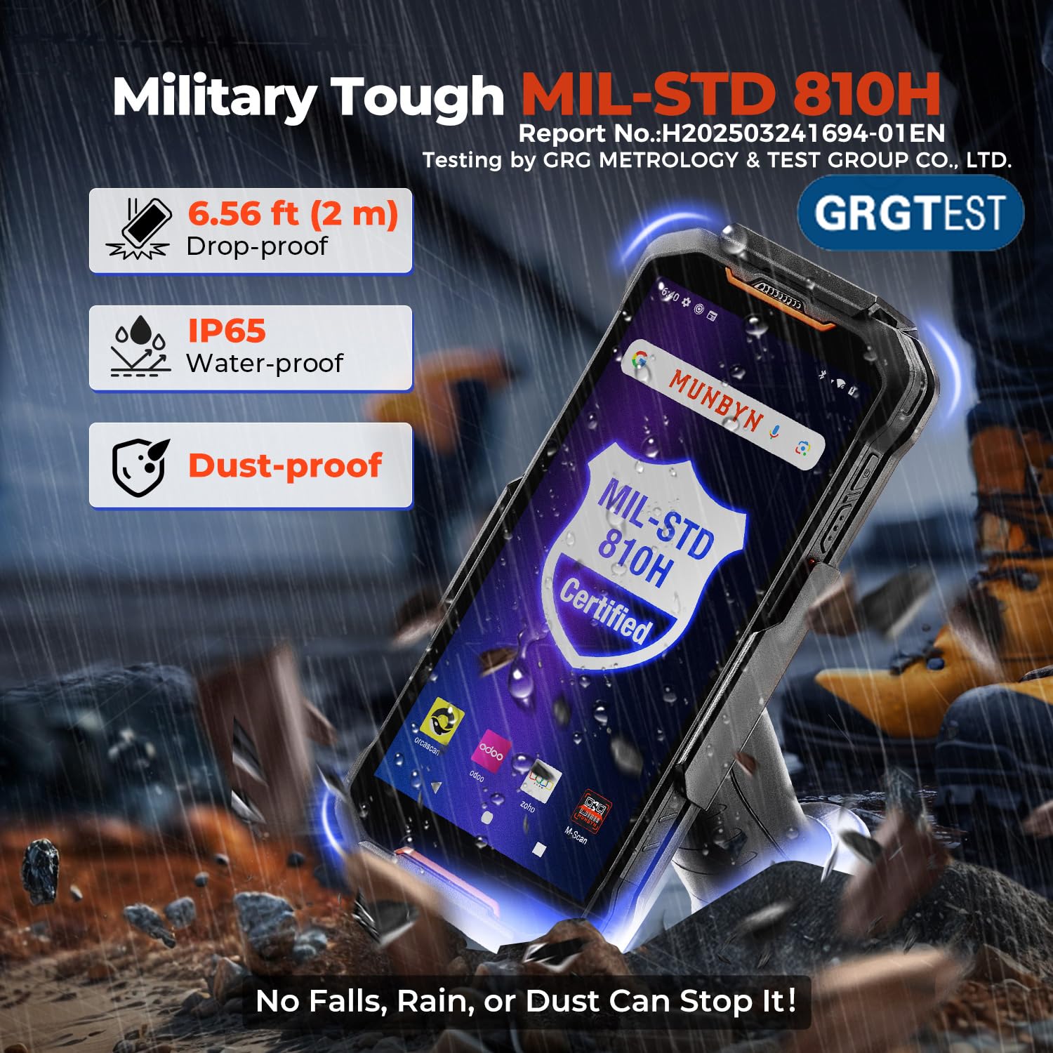 MUNBYN AS01P 2026 Scanner PDA Android 14, Schermo 6", 4+128 GB, Scanner Zebra SE4710 (1D/2D/QR), Autonomia 16 Ore, Ricarica Rapida, Aggiornabile ad Android 18, Tipo di Impugnatura