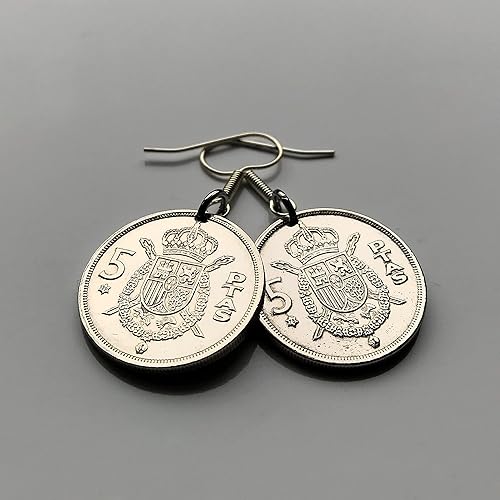 Miniatura 4 de Spain España 5 Pesetas Spanish coin earrings jewelry escudo Español Madrid Barcelona Sevilla Málaga Córdoba Valencia Granada Zaragoza Toledo Cadiz