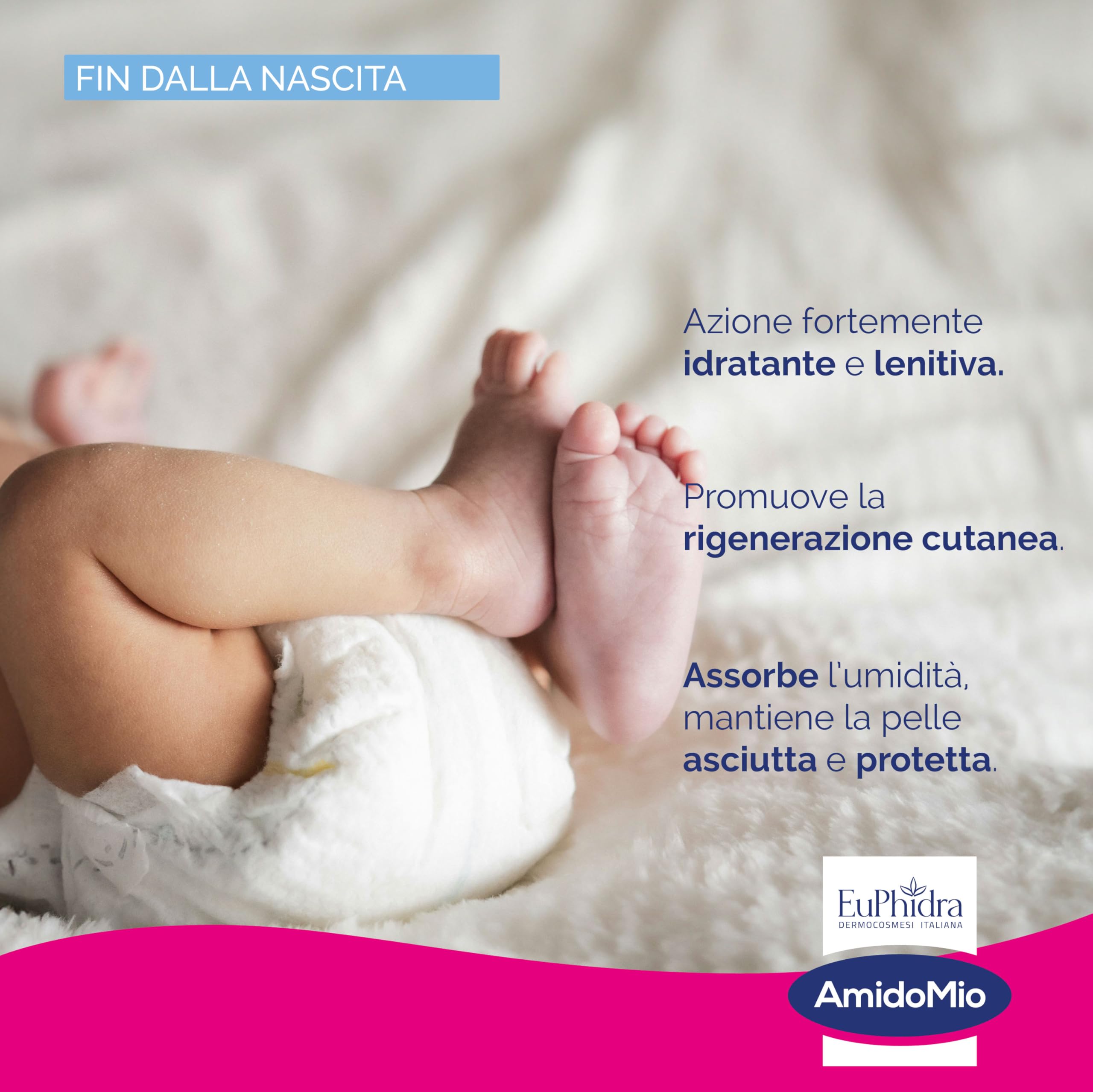 Euphidra AmidoMio Pasta Barriera 150ml Azione Protettiva Lenitiva Amido di Riso Biologico Pelli Fragili Neonati
