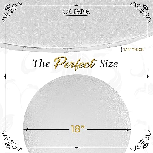 Miniatura 42 de O'CREME White Wraparound - Tabla redonda de tambor de pastelería de 1/4 de pulgada de grosor, 14 pulgadas de diámetro, paquete de 10 Blanco