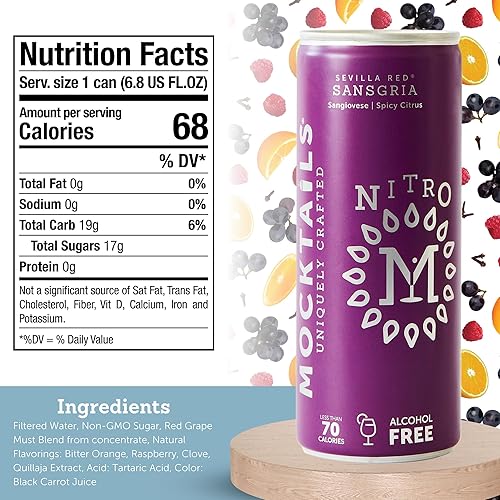 Miniatura 2 de Mocktails Paquete de 12 latas de nitro de sangría sin alcohol, premiada bebida sin alcohol, cargada con nitrógeno, bebida de cóctel artesanal de