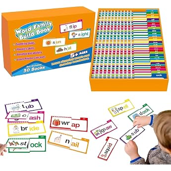30 Read and Rhyme Flip Books, Word Families Flash Cards, Educational Reading Games, ABC Vocabulary Flash Cards