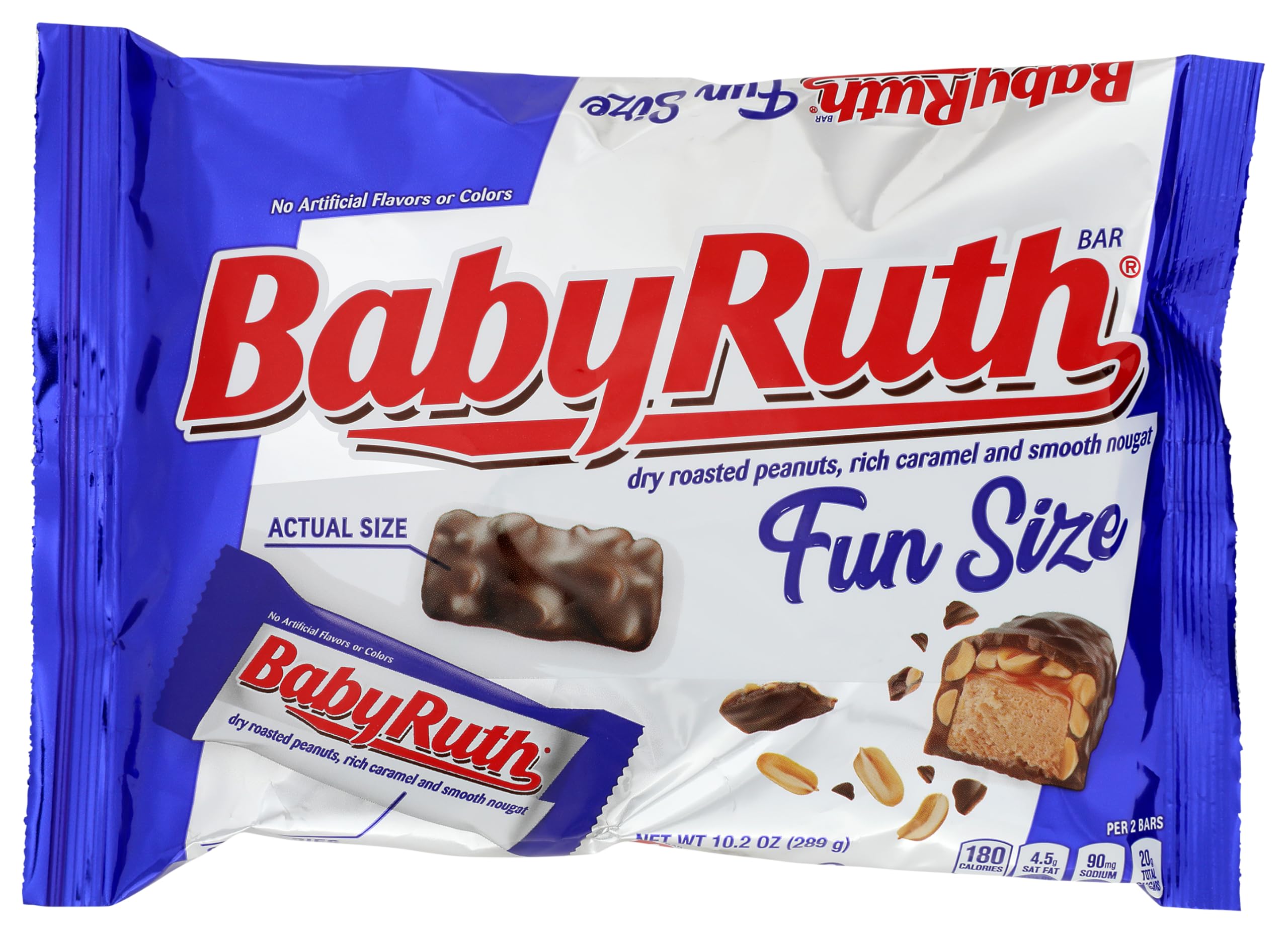 Baby Ruth Candy Bars with Chocolatey Caramel, Peanuts, and Nougat, Fun Size Candy Bars in Bag, 10.2 oz
