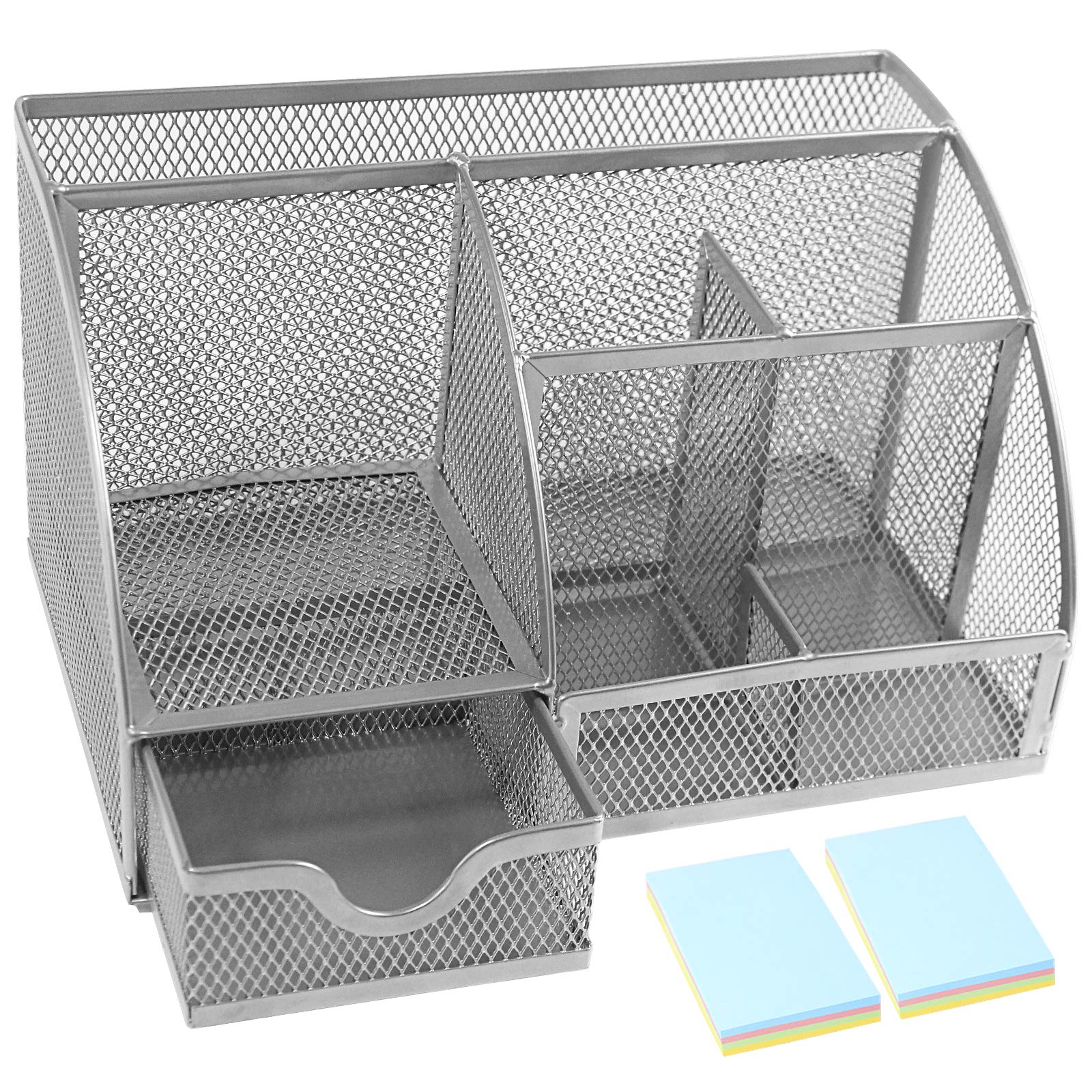 Desk Organiser,DARUITE Desk Tidy,Stationary Organisers for Desk,Metal Mesh Pen Holder for Desk,Supplies Accessories Multifunctional for Home,Office,School,Classroom,Workshop(Silver)