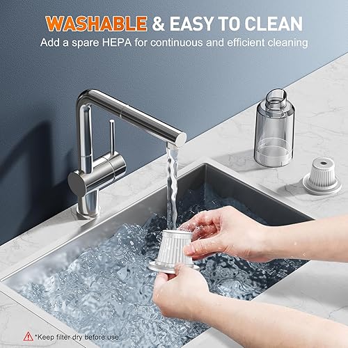 Miniatura 6 de KMM Aspiradora de mano para automóvil, aspiradora de 9000 PA y plumero de aire, aspiradora de alta potencia de 120 W, portátil, inalámbrico,