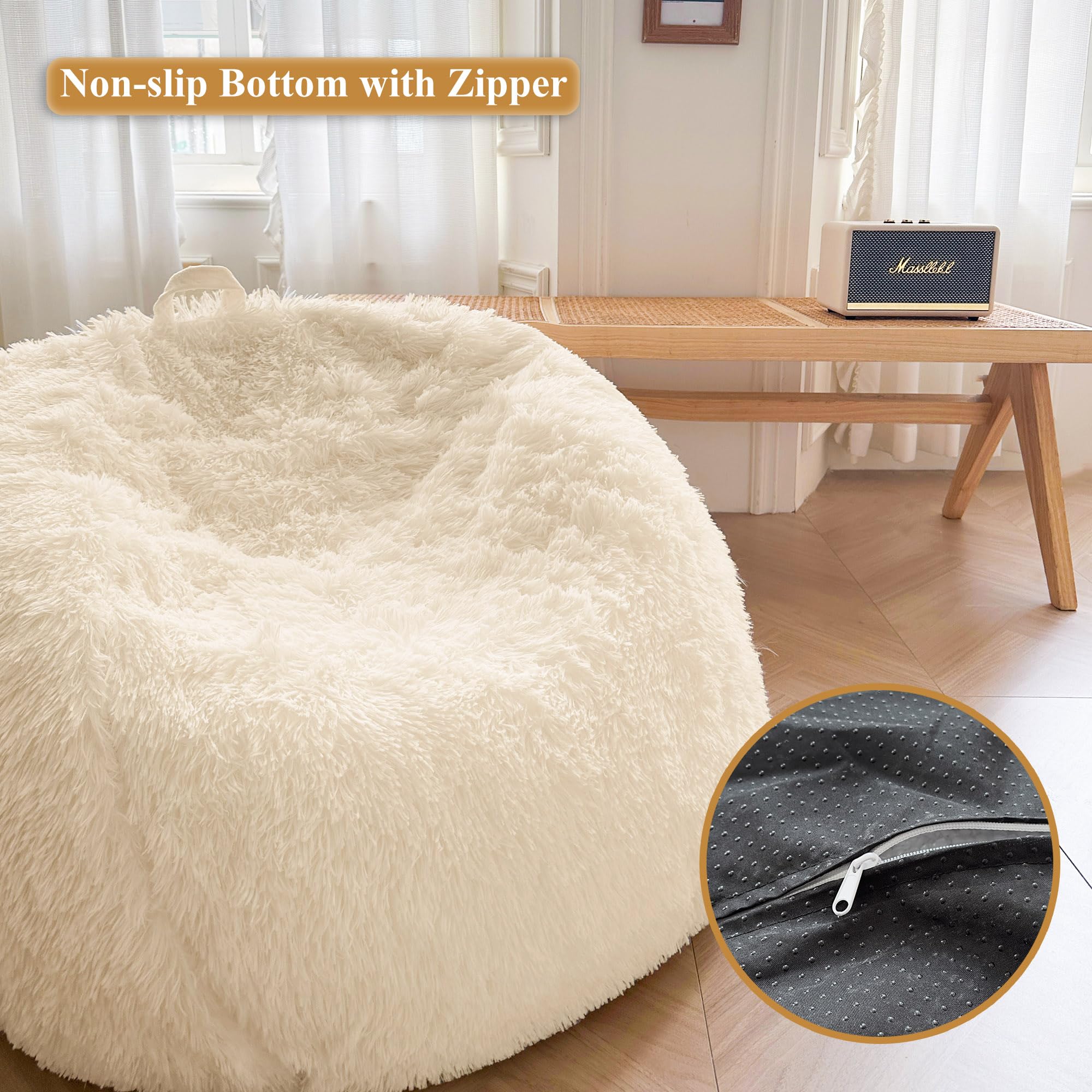 XeGe Fluffy Stuffed Animal Storage Bean Bag Chair Cover(No Filler) - Image 4