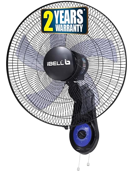 IBELL BLADE WF1980 Premium Wall Fan with 5 Leaf, Low Noise Motor,High Speed - Black, 9 inches