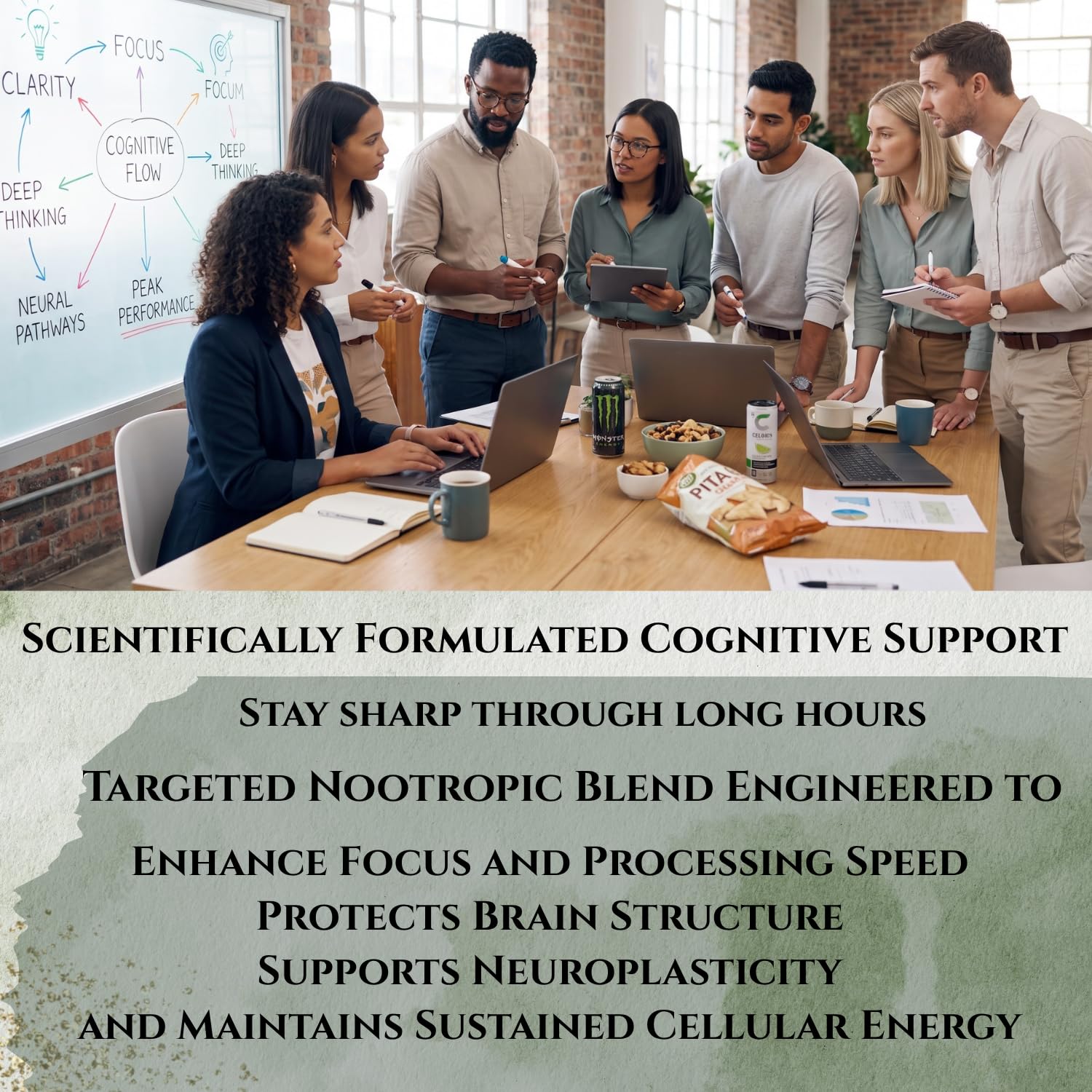 Focus+Energy Nootropic: Memory, Recall, NGF, Cellular ATP & Muscle Support -6-in-1 Organic Mushroom Complex- Advanced Brain Health-Natural Cellular Energy-Caffeine Free Biohack — Amazon image 3