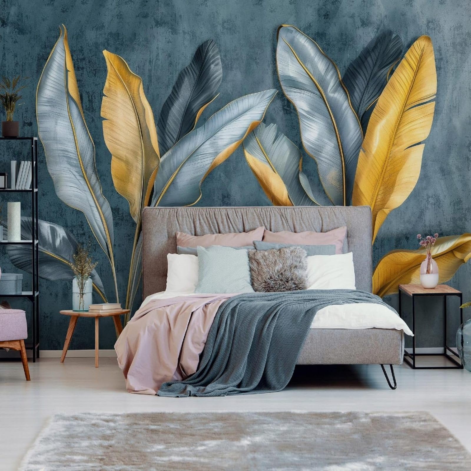 Kfjhgbdshhj 3D Mural Photo Mural-Wallpaper Leaves - For Living Room Bedroom - 3D Effect -Tropical Botanical Nature,300Cmx210cm Poster - Wall Sticker - Frameless Picture