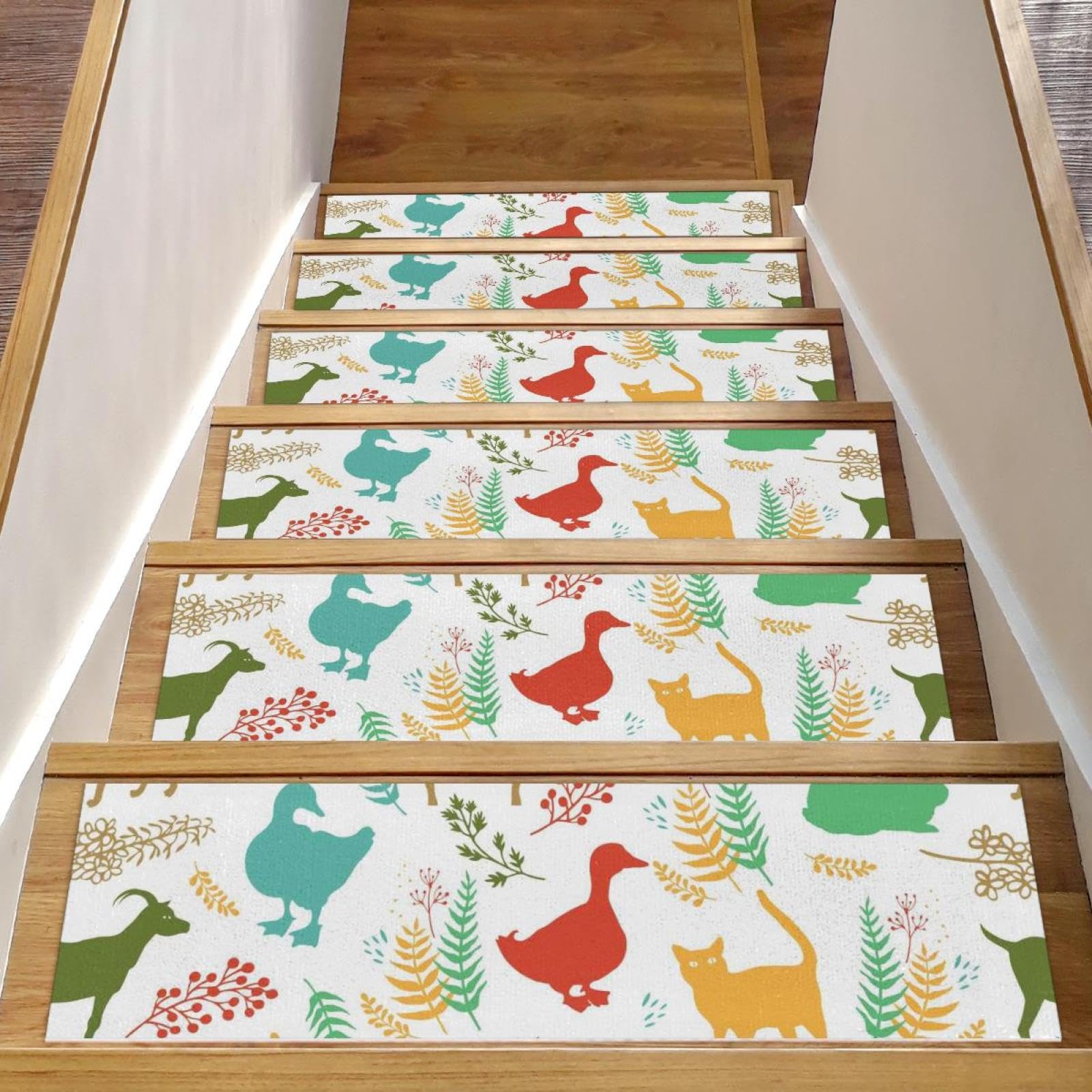 Peldaños antideslizantes para niños y ancianos alfombras de escaleras interiores madera