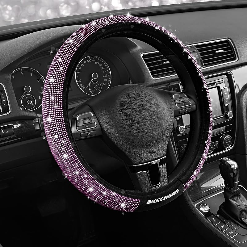 Capa para Volante Skechers Feminina em Veludo com Cristais Roxos, para Volantes de 36,8 a 38,1 cm