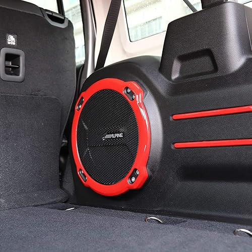 Miniatura 4 de JeCar Cubierta para altavoz de subwoofer de tronco, accesorios interiores de ABS compatibles con Jeep Wrangler 2018-2023 JL JLU Rubicon, rojo