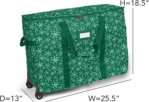 Vista 124 de Covermates Keepsakes Rolling Treasurekeeper Storage Bag - Carrying Handles, ID Window, Dual Wheels - Holiday Storage, Green