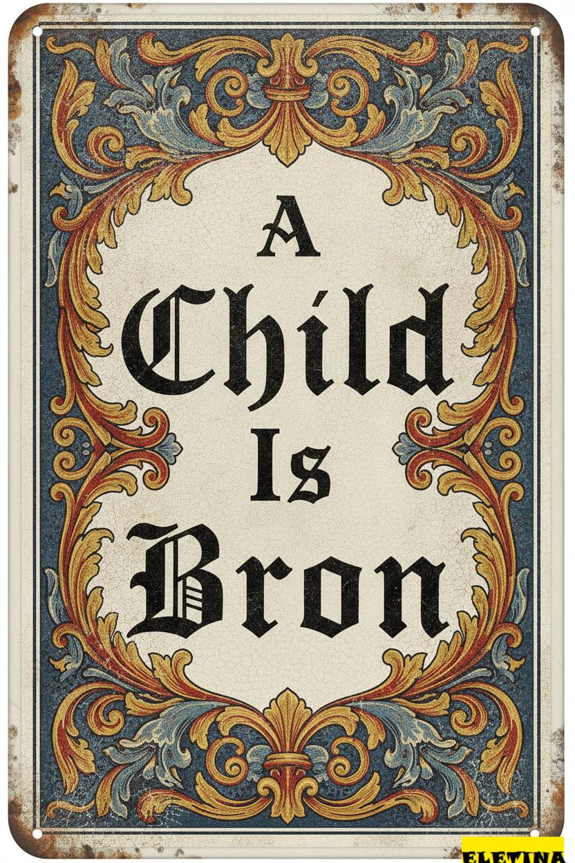A Child Is Born Easter Bible Themed Retro Metal Plaque Religious Christmas Scripture Front Porch Kitchen 8x12in