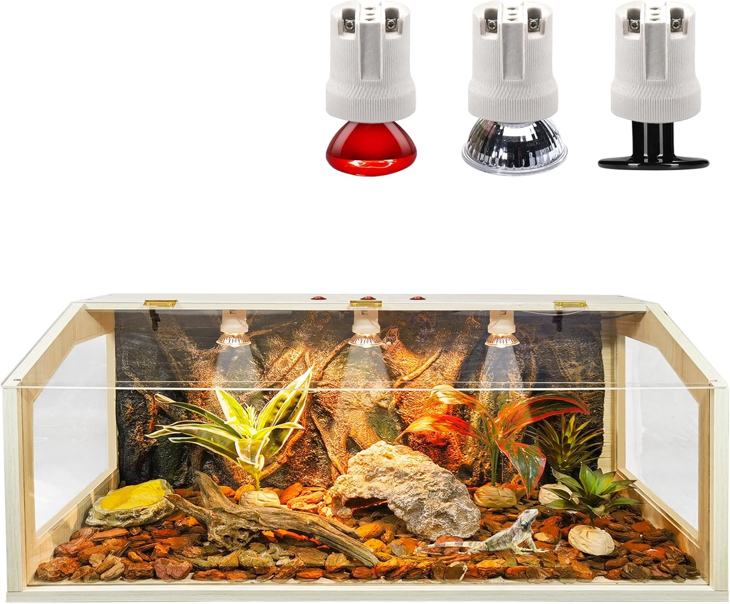 Reptile Terrarium, Lizard Tank Up to 68 Gallons, Bearded Dragon Tank with Roof Door, Snake Tank with Built-in Lamp Fixture and Switch (35 Gallon, 40" Long, Openable Acrylic Roof)