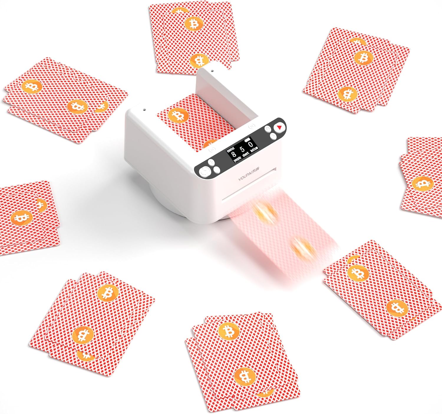 Automatic Card Dealer - Touch to Pause, 360° Bi-Direction Rotating Card Dealer Machine, Swaying Blackjack Table Casino Game Machine, Portable Card Dispenser for 8 Players Playing Cards