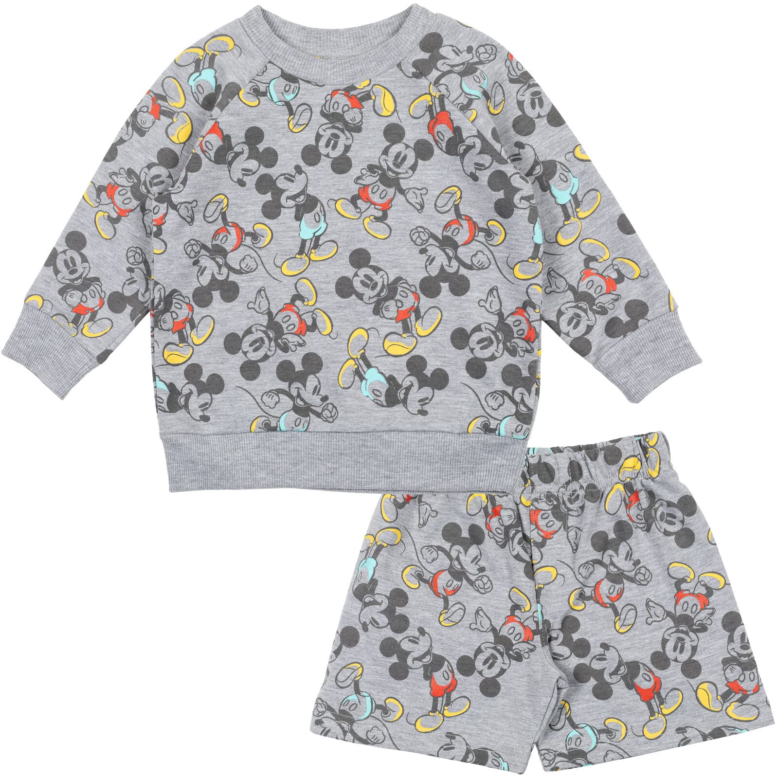 Disney Mickey Mouse Baby Boys French Terry Sweatshirt & Shorts Set Grey 18 Months