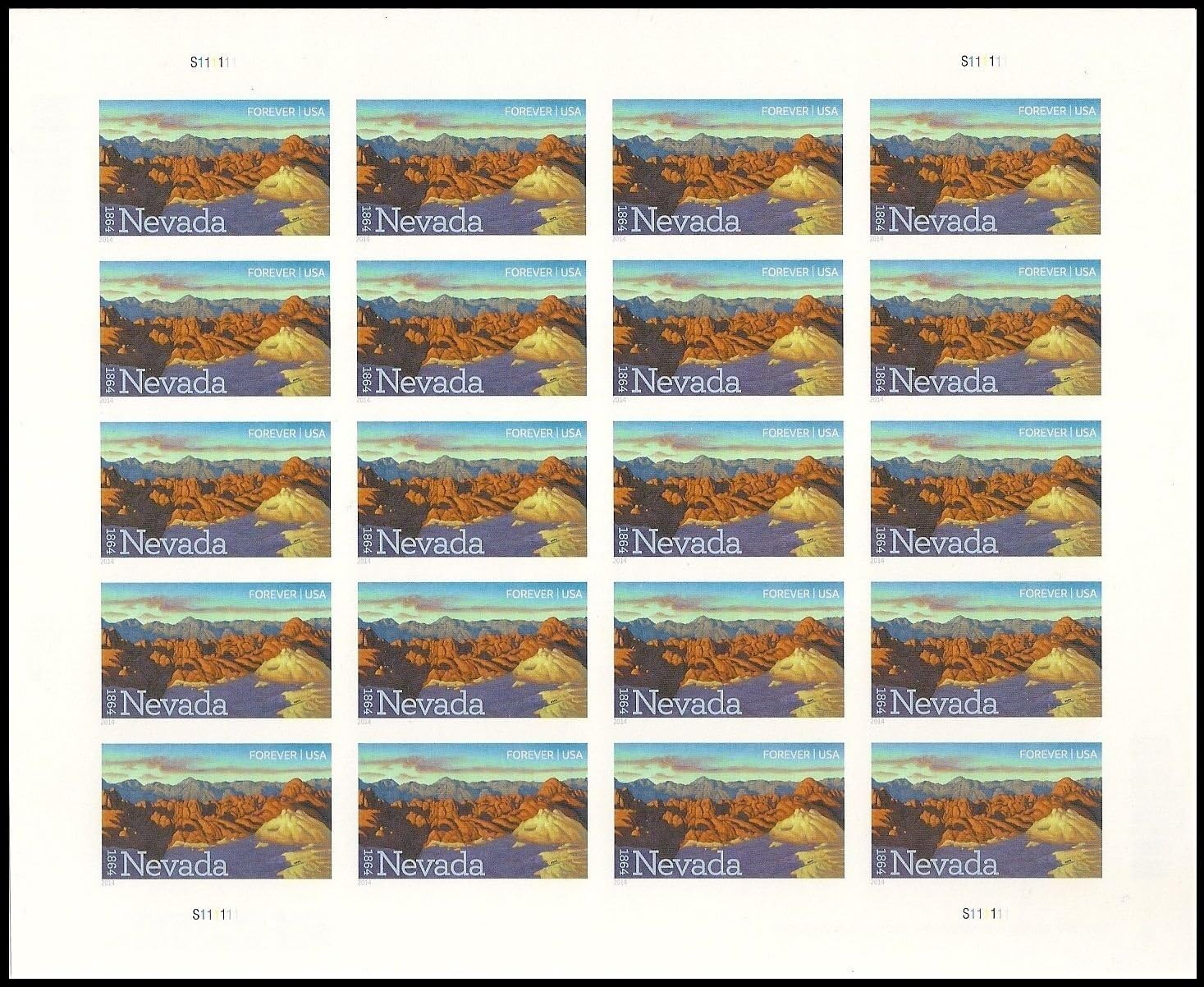 Nevada Statehood Stamps Sheet of 20 Forever U.S. Postage Stamps Scott 4907 By USPS