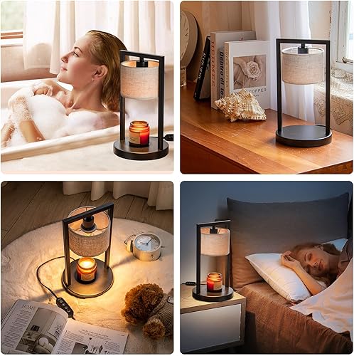 Miniatura 5 de Dexnump Lámpara calentadora de velas con 2 bombillas, calentador eléctrico para velas en frascos, lámpara totalmente regulable, portavelas