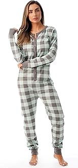 #followmeWomens Henley Thermal Onesie Buffalo Plaid and Tie Dye
