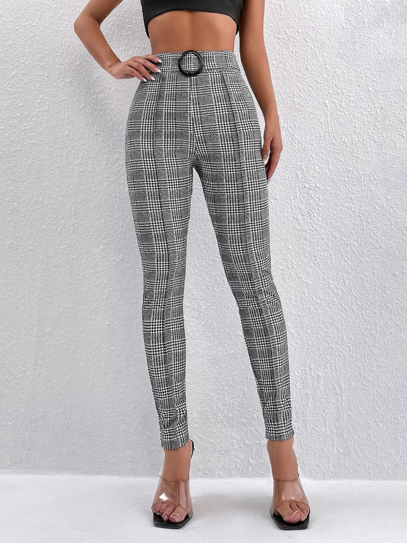ANACRO Pants for Women - Glen Plaid Skinny Pants Color Multicolor Size X-Small
