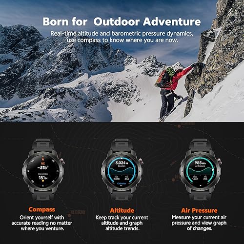 Miniatura 4 de Military Smart Watches for Men Built-in GPS(AnswerMake Calls), 1.43" AMOLED Screen with Compass, Altitude, Barometer, 3ATM Waterproof, Fitness Watch