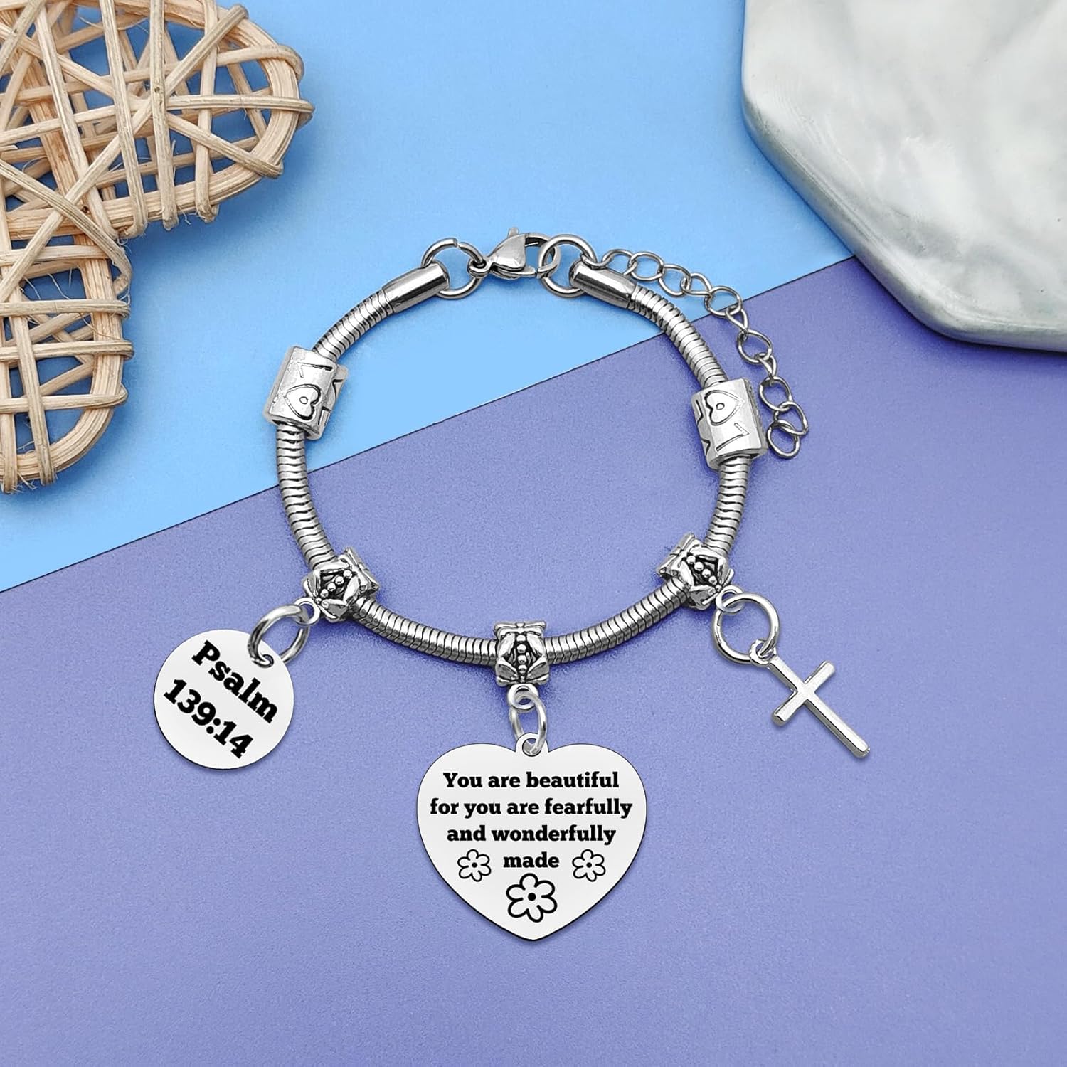 Inspirational Christian Bracelets for Women Inspirational Religious Stainless Steel Bracelets for Friends Sister Niece Christian Gifts for Women Faith Bible Verse Bracelet Christmas Birthday Gift - Image 3