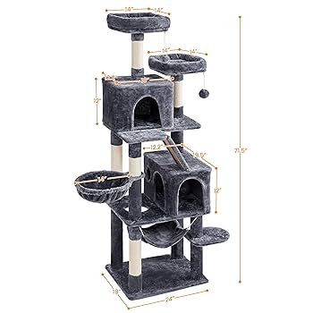 Amazon.com: Yaheetech Cat Tree, 71.5in Cat Tower for Indoor