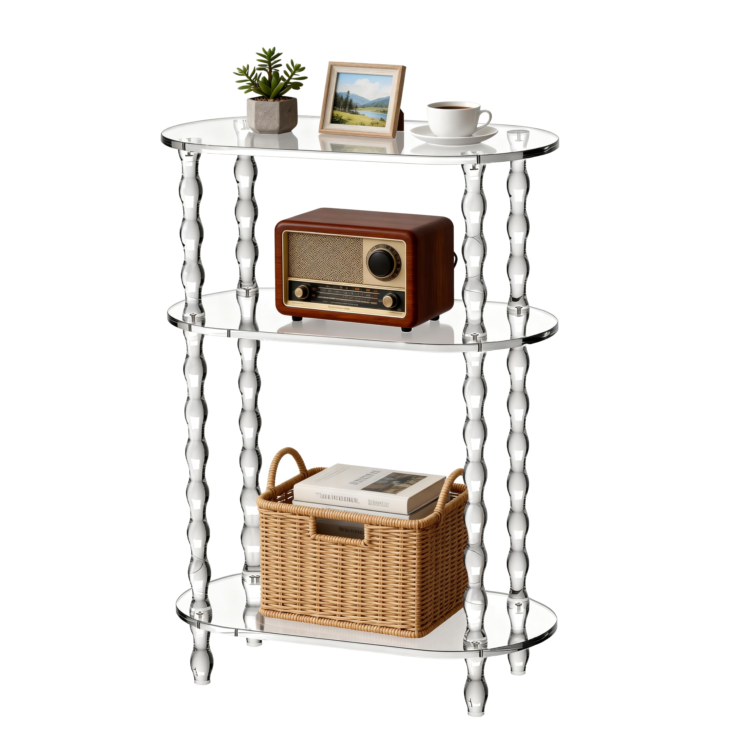 Acrylic Side Table with Bead Legs