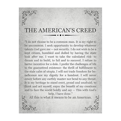 The American's Creed-Silver - Patriotic American Wall Art Poster, This vintage Wall decor Is An Ideal Wall Art For Home Decor, Military -School