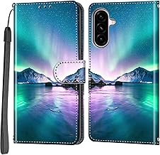 Phone Case for Samsung Galaxy A56, Leather Flip Cover Shockproof Protective Case with Card Slots Magnetic Closure Wallet Case Ocean and Aurora