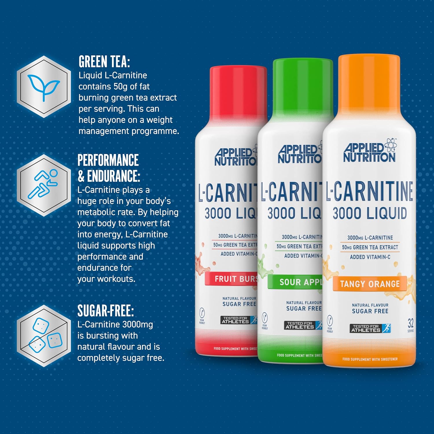 Applied Nutrition L Carnitine 3000 Liquid LCarnitine with Green Tea
