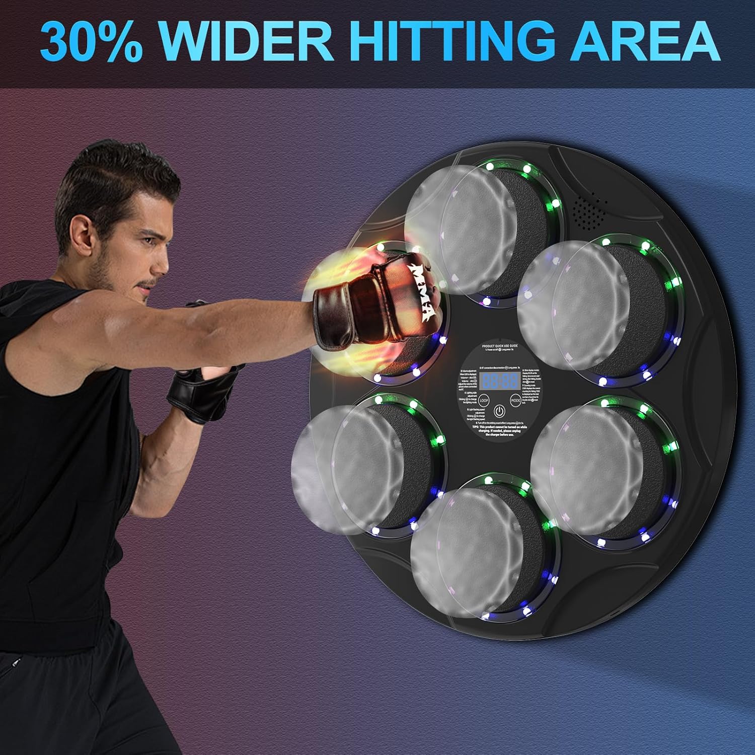 Music Boxing Machine, Interactive Punching Trainer with Boxing Gloves, Large Size Wall Mounted Electronic Boxing Target for Adults Kids, 9 Modes  9 Speeds