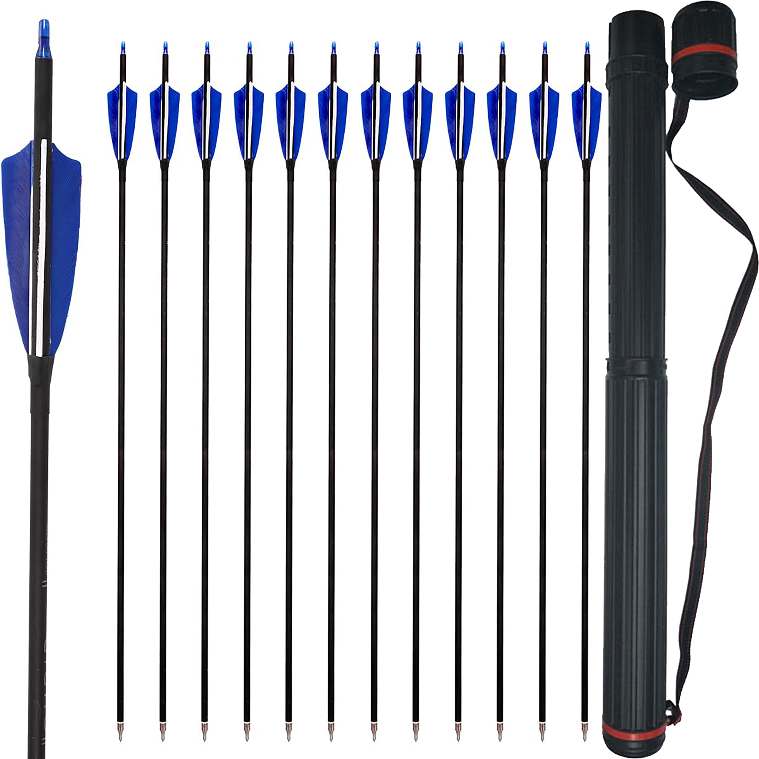 SHARROW 30" Freccia in Carbonio Spine 500 Frecce da per Arco Frecce Carbonio Frecce Tiro con Arco con 4" Piume Naturali Frecce per Arco Ricurvo Arco Compound