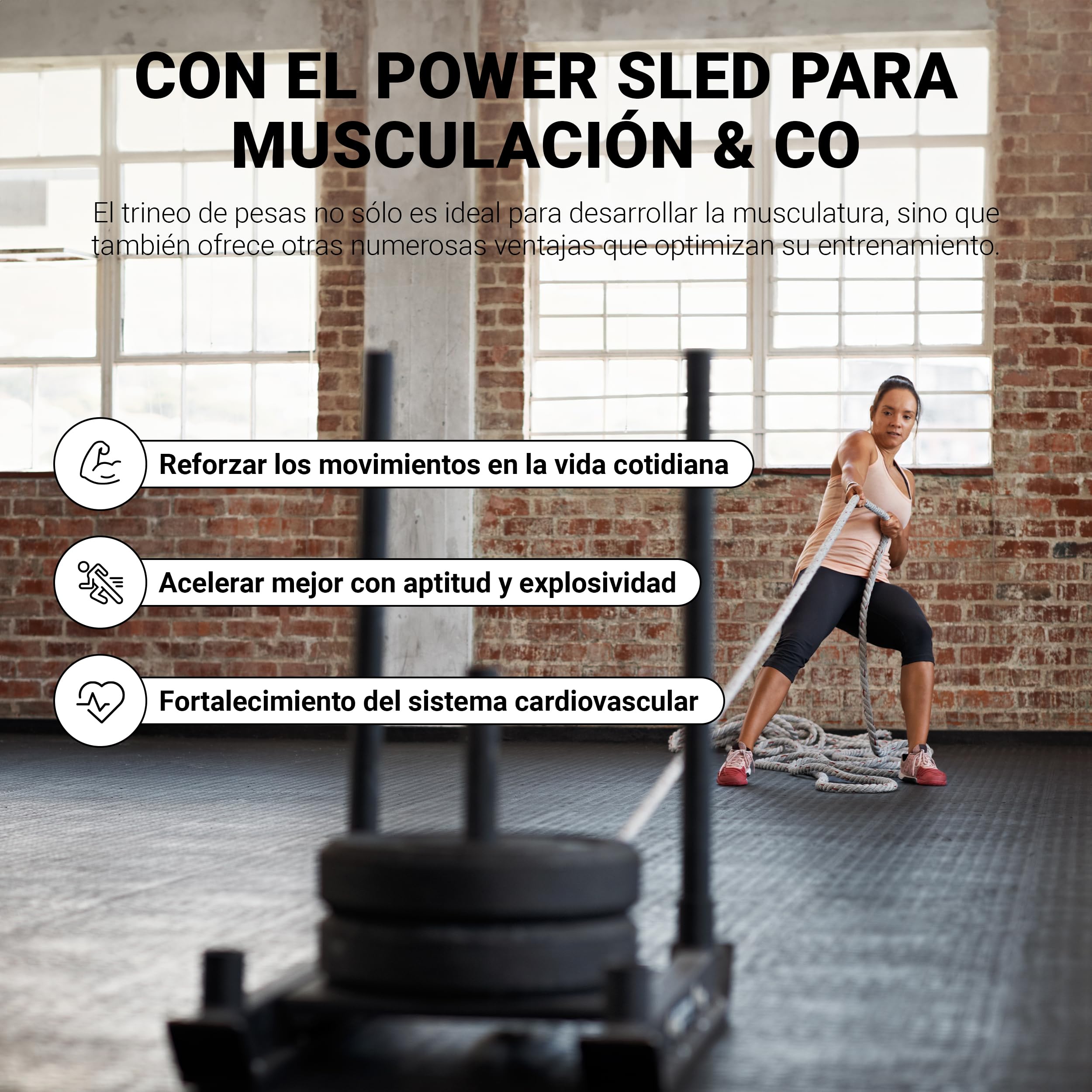 MSPORTS Trineo de peso Premium – Power Sled, trineo de poder, sprint y tracción, entrenamiento de fuerza rápida, ejercicios de presión y tracción, color negro