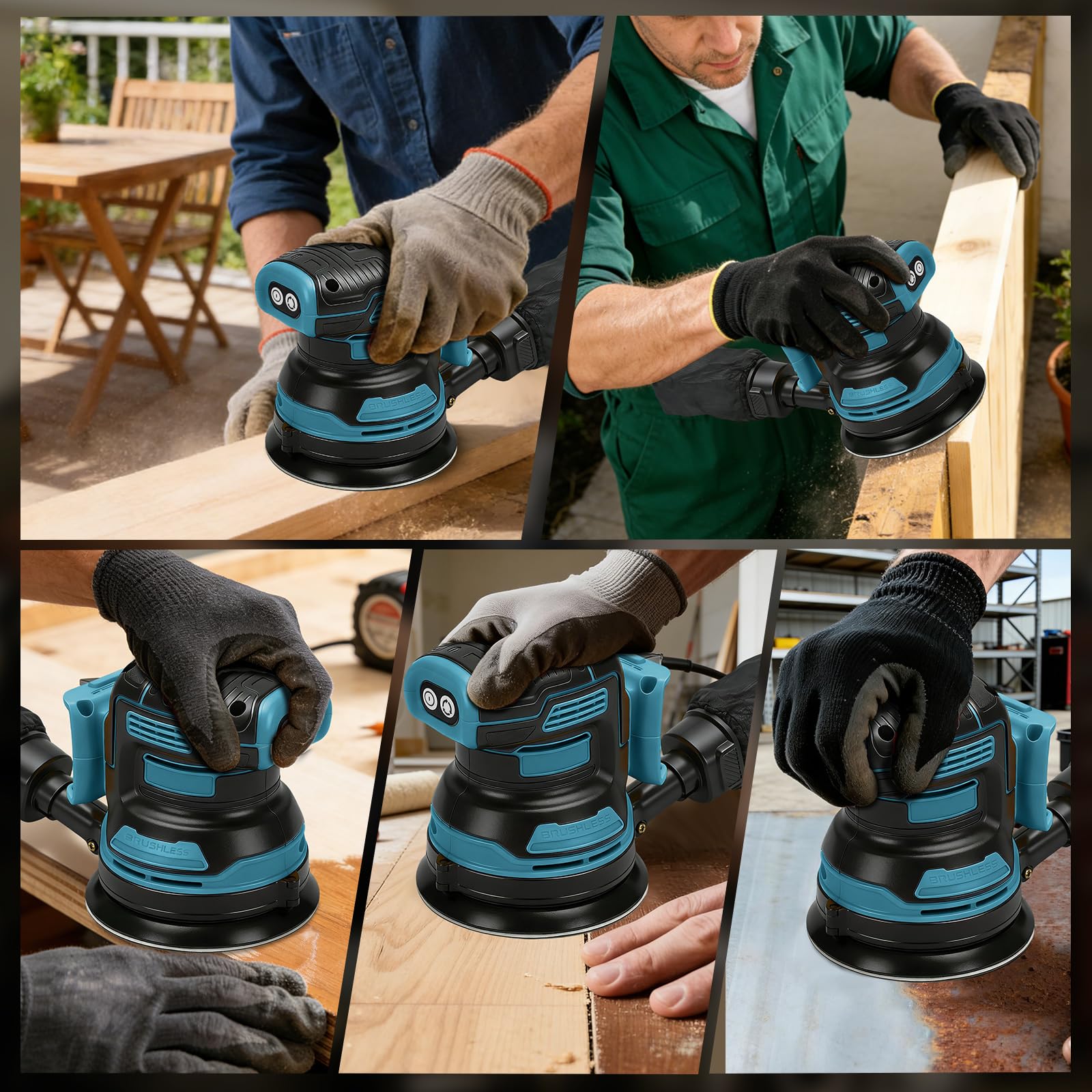 Lijadora Orbital Inalámbrica 125 mm para Makita 18V (sin Batería) | Lijadora eléctrica sin escobillas, 4000–8000 rpm, 3 velocidades, 21 hojas de lija y bolsa de polvo