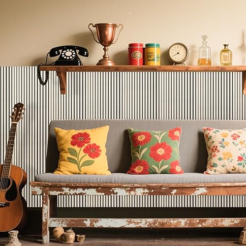 Miniatura 8 de WoveN SounD Paneles de pared con listones acústicos, beige y negro, 47.2 x 23.6 x 0.8 pulgadas, paquete de 2 unidades, adhesivos, absorción de